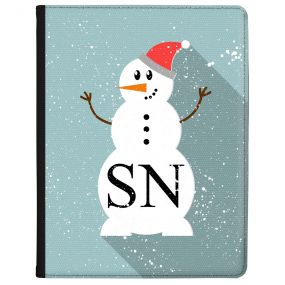Beautiful Snowman with Santa Hat on a blue background tablet case available for all major manufacturers including Apple, Samsung & Sony