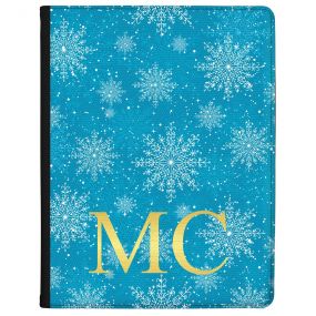 Ice Blue Background with Crystal Snowflakes and Gold Text tablet case available for all major manufacturers including Apple, Samsung & Sony