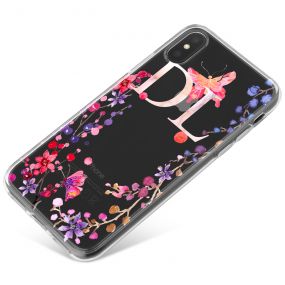 Purple and Pink Flowers with Pink Butterfly phone case available for all major manufacturers including Apple, Samsung & Sony