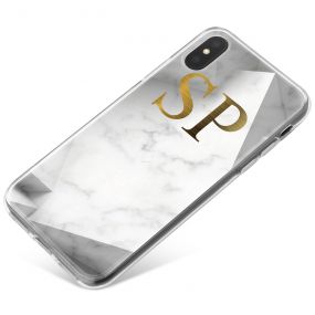 White Marble with Grey Shaded Borders phone case available for all major manufacturers including Apple, Samsung & Sony