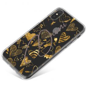 Gold Hearts with Different Patterns phone case available for all major manufacturers including Apple, Samsung & Sony