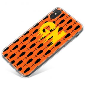 Black Graves on a bright Orange Background with Yellow Text phone case available for all major manufacturers including Apple, Samsung & Sony
