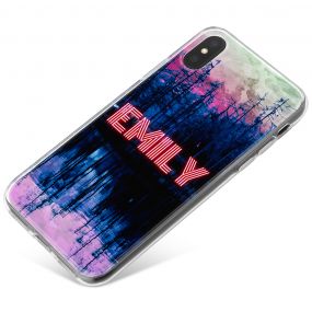 Glowing Neon Name Over A Lake phone case available for all major manufacturers including Apple, Samsung & Sony