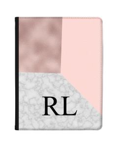 White Marble with Pink Triangles tablet case available for all major manufacturers including Apple, Samsung & Sony