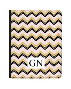 Gold & Black Zigzag pattern on pink Marble tablet case available for all major manufacturers including Apple, Samsung & Sony