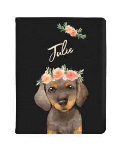Daschund with Flowers tablet case available for all major manufacturers including Apple, Samsung & Sony