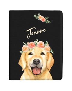 Golden Labrador with Flowers tablet case available for all major manufacturers including Apple, Samsung & Sony