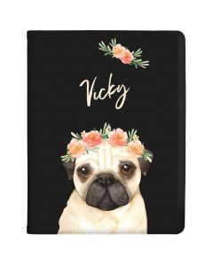 Pug with Flowers tablet case available for all major manufacturers including Apple, Samsung & Sony