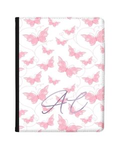 White with Pink Butterflies tablet case available for all major manufacturers including Apple, Samsung & Sony