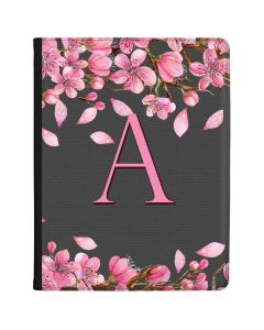 Branches of Pink Flowers around an Initial tablet case available for all major manufacturers including Apple, Samsung & Sony