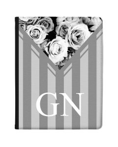 Grey Stripes with Flowers tablet case available for all major manufacturers including Apple, Samsung & Sony