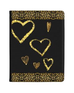 Transparent with Gold Borders and Gold Love Hearts tablet case available for all major manufacturers including Apple, Samsung & Sony