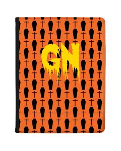 Black Graves on a bright Orange Background with Yellow Text tablet case available for all major manufacturers including Apple, Samsung & Sony