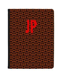 Orange Eyes on Black Bakcground with Red Writing tablet case available for all major manufacturers including Apple, Samsung & Sony