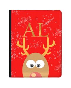 Peeking Rudolph on a Red Background tablet case available for all major manufacturers including Apple, Samsung & Sony