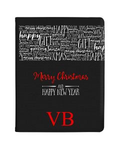 Transparent Background with Christmas Greetings and Red Initials tablet case available for all major manufacturers including Apple, Samsung & Sony