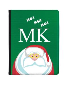 Funny Santa with Glasses and Ho Ho Ho on Green Background tablet case available for all major manufacturers including Apple, Samsung & Sony