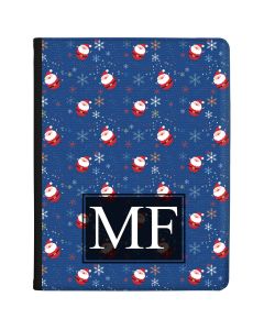 Cute Santa Pattern with Snowflakes on a Blue Background  tablet case available for all major manufacturers including Apple, Samsung & Sony