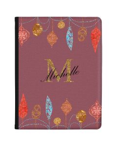 Christmas Baubles on Burgundy Background tablet case available for all major manufacturers including Apple, Samsung & Sony