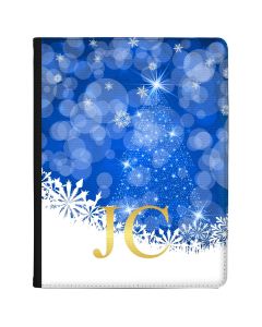 Sparkling Christmas Tree Silhouette with White and Blue Design tablet case available for all major manufacturers including Apple, Samsung & Sony
