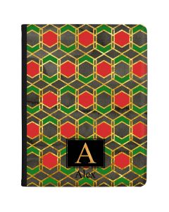 Red Gold And Green Harlequin Geometric Design tablet case available for all major manufacturers including Apple, Samsung & Sony