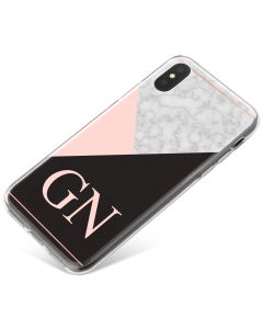 White Marble with Pink & Black Triangles phone case available for all major manufacturers including Apple, Samsung & Sony