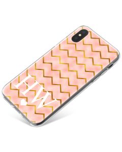 Gold Zigzag pattern on pink Marble phone case available for all major manufacturers including Apple, Samsung & Sony