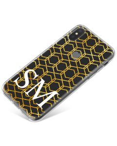 Gold isometric pattern on a clear case phone case available for all major manufacturers including Apple, Samsung & Sony