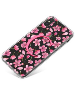 Flurry of Pink Flowers around an Initial phone case available for all major manufacturers including Apple, Samsung & Sony
