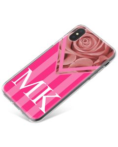 Pink Stripes with Rose phone case available for all major manufacturers including Apple, Samsung & Sony