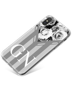 Grey Stripes with Flowers phone case available for all major manufacturers including Apple, Samsung & Sony