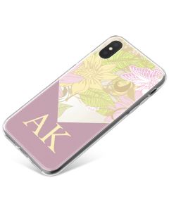 Wallpaper-like Floral Pattern with Purple Border phone case available for all major manufacturers including Apple, Samsung & Sony