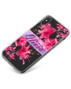 Pink Flowers with Name in the Middle phone case available for all major manufacturers including Apple, Samsung & Sony