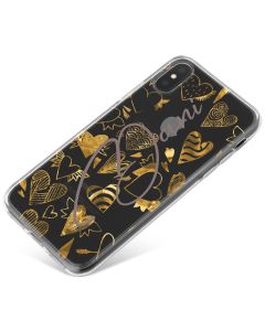 Gold Hearts with Different Patterns phone case available for all major manufacturers including Apple, Samsung & Sony