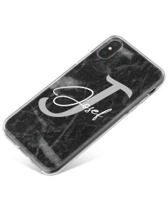Charcoal Grey with Name and Initial phone case available for all major manufacturers including Apple, Samsung & Sony