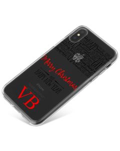 Transparent Background with Christmas Greetings and Red Initials phone case available for all major manufacturers including Apple, Samsung & Sony
