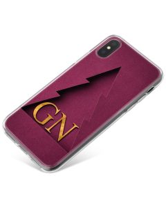 Burgundy Christmas Tree Outline with Shadow and Gold Text phone case available for all major manufacturers including Apple, Samsung & Sony