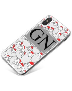 Santa Pattern with Black Initials phone case available for all major manufacturers including Apple, Samsung & Sony