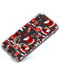Winter Santa Pattern with Snow on Clear Background phone case available for all major manufacturers including Apple, Samsung & Sony