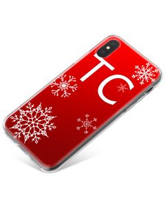 Christmas Snowflakes on Deep Red Background phone case available for all major manufacturers including Apple, Samsung & Sony