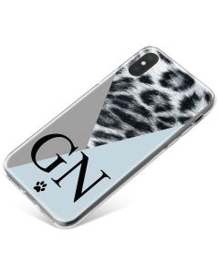Snow Leopard With Geometric Triangles phone case available for all major manufacturers including Apple, Samsung & Sony