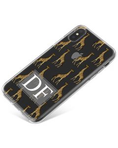 Transparent with Golden Repeating Giraffe Pattern phone case available for all major manufacturers including Apple, Samsung & Sony