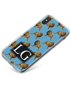 Transparent with Golden Repeating Lion Pattern phone case available for all major manufacturers including Apple, Samsung & Sony