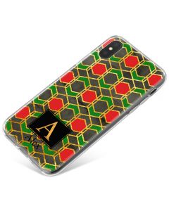 Red Gold And Green Harlequin Geometric Design phone case available for all major manufacturers including Apple, Samsung & Sony