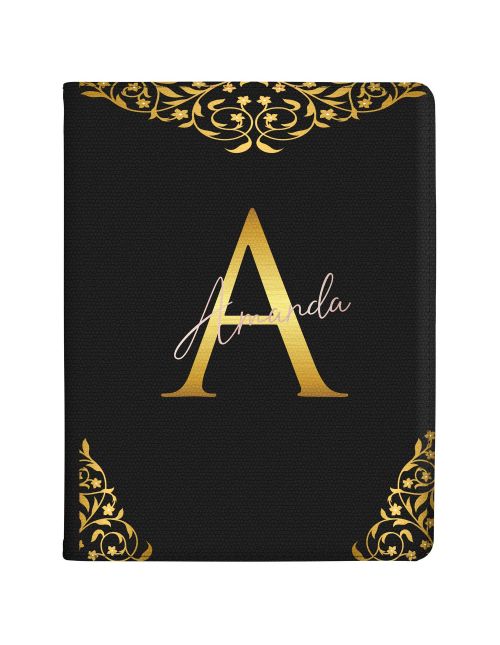 Transparent with Gold Initial and Gold Tri-borders tablet case available for all major manufacturers including Apple, Samsung & Sony
