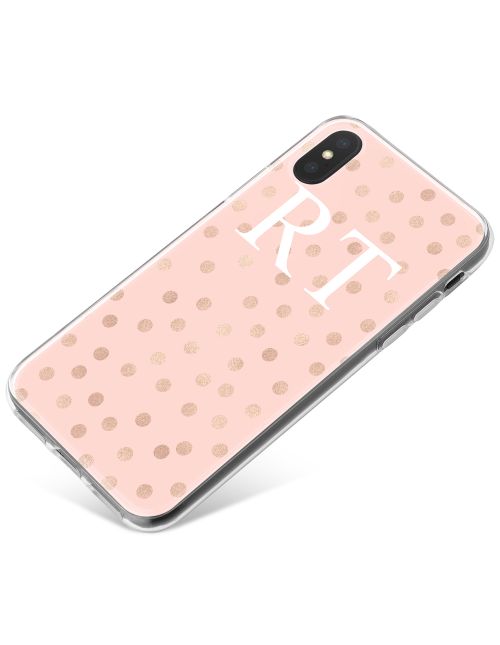 Gold Dots pattern on pink Marble phone case available for all major manufacturers including Apple, Samsung & Sony