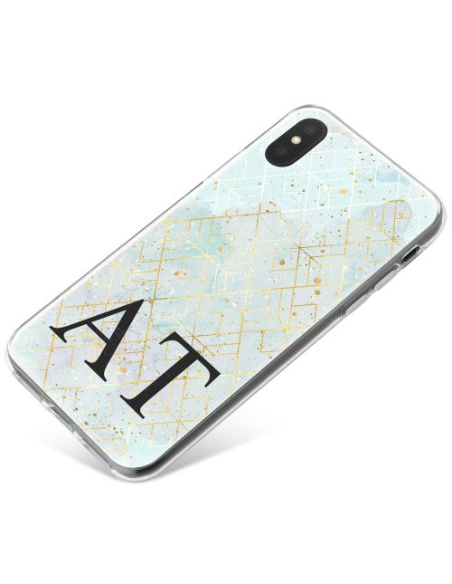 Ice blue Marble & Gold Pattern phone case available for all major manufacturers including Apple, Samsung & Sony
