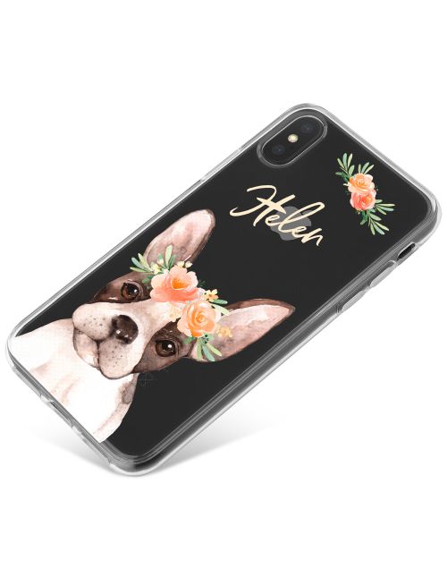French Bulldog with Flowers phone case available for all major manufacturers including Apple, Samsung & Sony