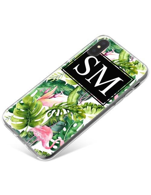 Green Leaves and a Pink Flamingo phone case available for all major manufacturers including Apple, Samsung & Sony