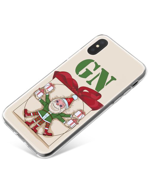 Perfect Christmas Elf and Red Ribbon on Khaki Beige Background phone case available for all major manufacturers including Apple, Samsung & Sony
